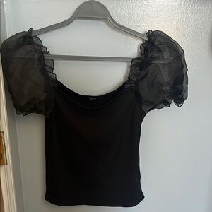 Nasty Gal Knit Top w/ Puff Sleeve